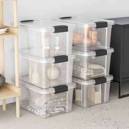 ✨ Clear Storage Bin Set 🏠📦 | Stackable Space Saver 🌟🧺