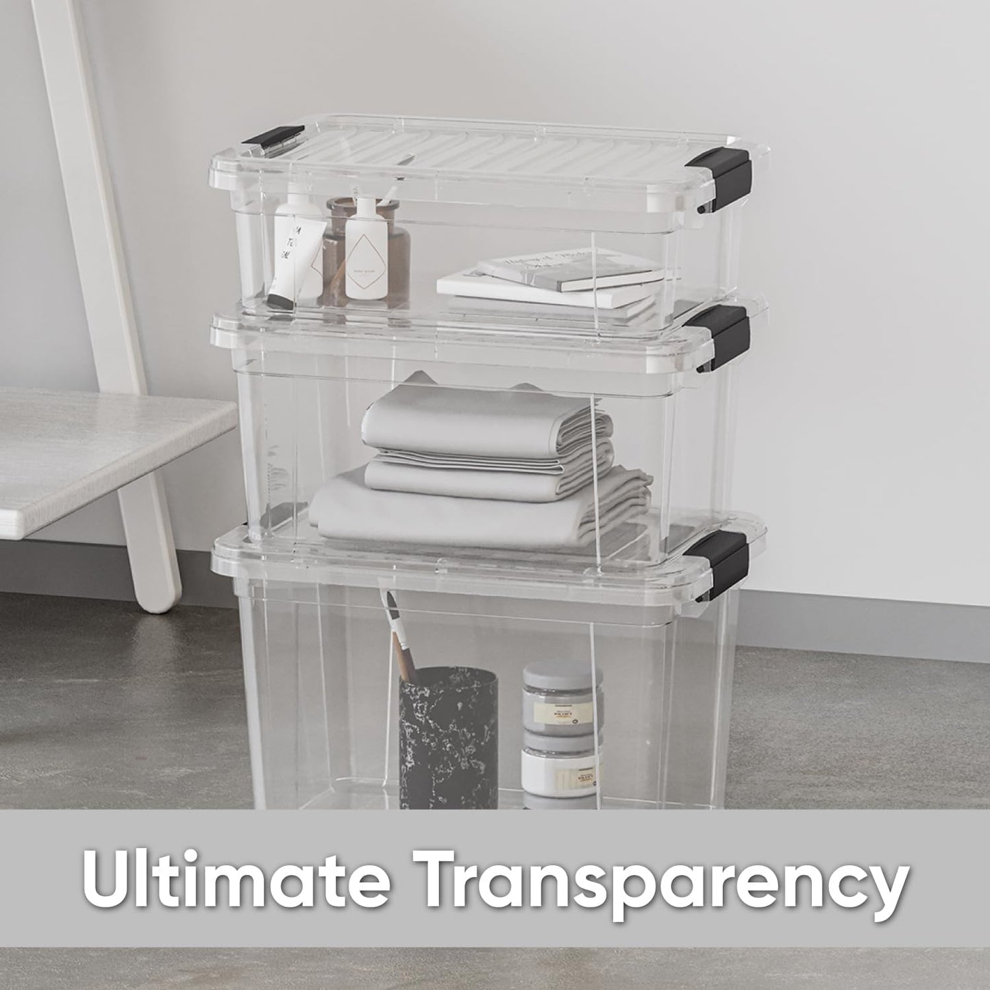✨ Clear Storage Bin Set 🏠📦 | Stackable Space Saver 🌟🧺