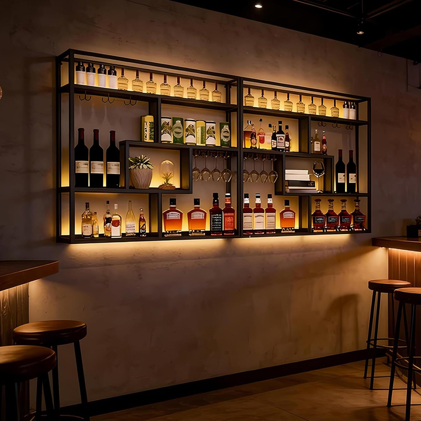 🍷 Industrial Wall Bottle Rack 🏠✨ – Floating Display Magic 🌟🪄