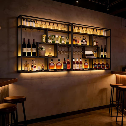 🍷 Industrial Wall Bottle Rack 🏠✨ – Floating Display Magic 🌟🪄