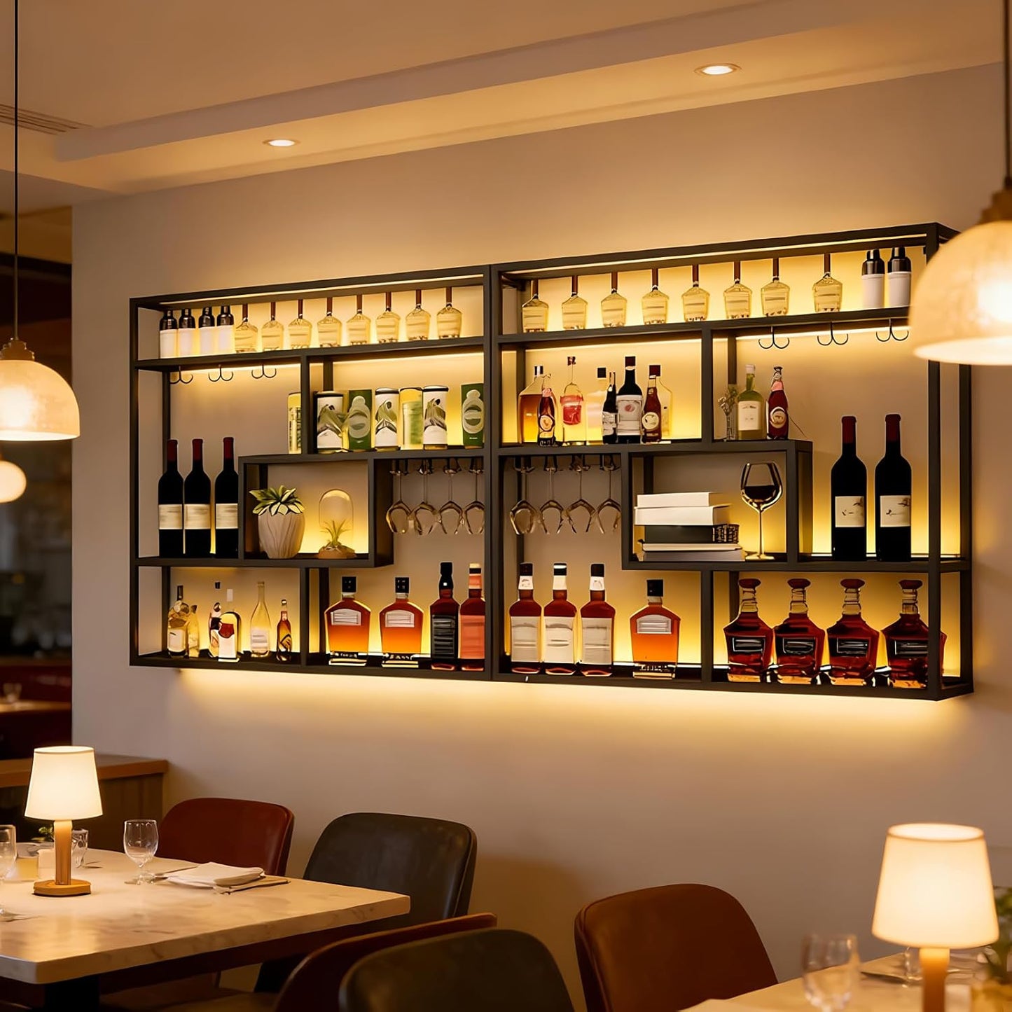 🍷 Industrial Wall Bottle Rack 🏠✨ – Floating Display Magic 🌟🪄