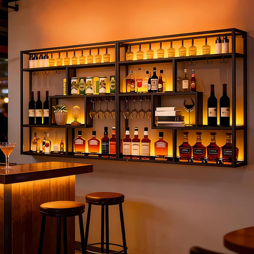 🍷 Industrial Wall Bottle Rack 🏠✨ – Floating Display Magic 🌟🪄