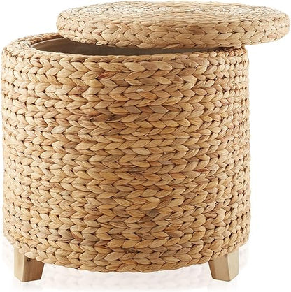 🛋️ Round Storage Ottoman 🏡 Stylish & Cozy ✨