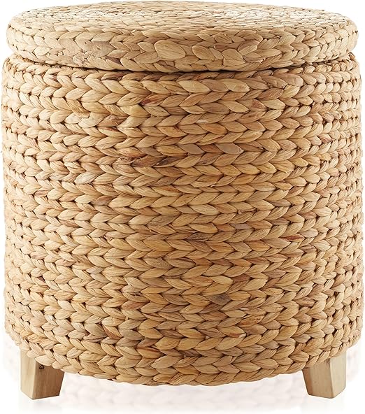 🛋️ Round Storage Ottoman 🏡 Stylish & Cozy ✨