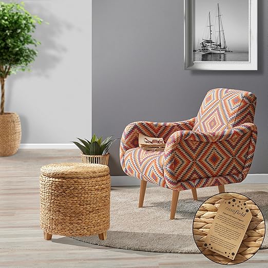 🛋️ Round Storage Ottoman 🏡 Stylish & Cozy ✨