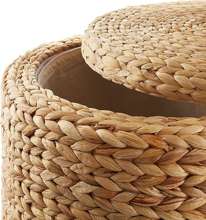 🛋️ Round Storage Ottoman 🏡 Stylish & Cozy ✨