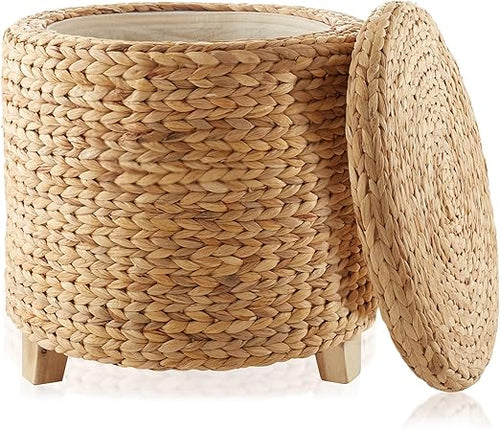 🛋️ Round Storage Ottoman 🏡 Stylish & Cozy ✨