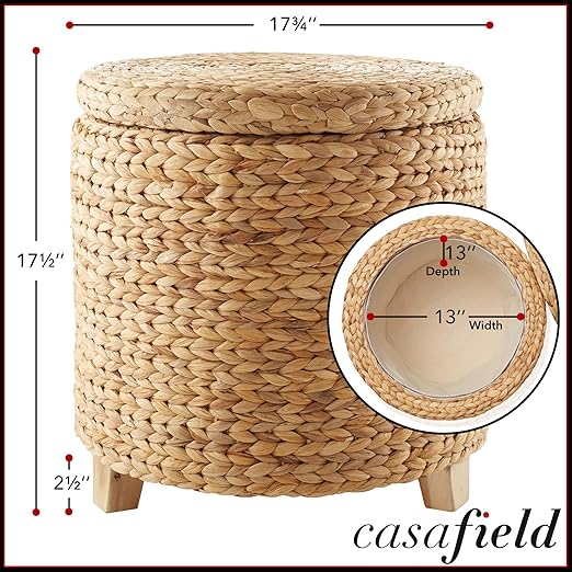 🛋️ Round Storage Ottoman 🏡 Stylish & Cozy ✨