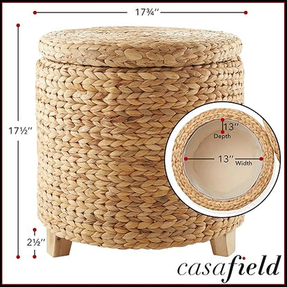 🛋️ Round Storage Ottoman 🏡 Stylish & Cozy ✨
